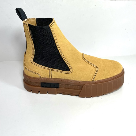 Puma Mayze Chelsea Suede Boot Women’s Size 8 Platform Gum Sole Wheat. - Picture 3 of 10